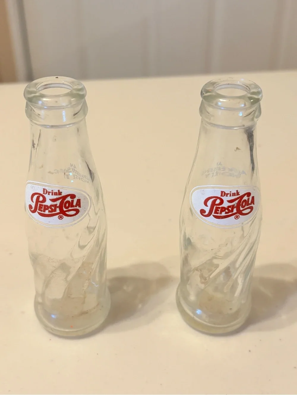 Pepsi-Cola Clear Glass Mini Bottle Set - Red Logo